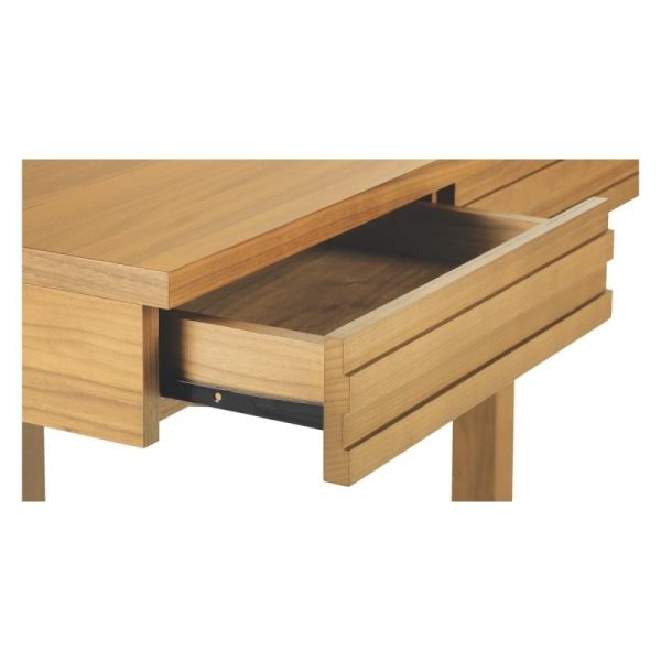 3 Drawer Teak Desk With Pedestal Legs - Image 5