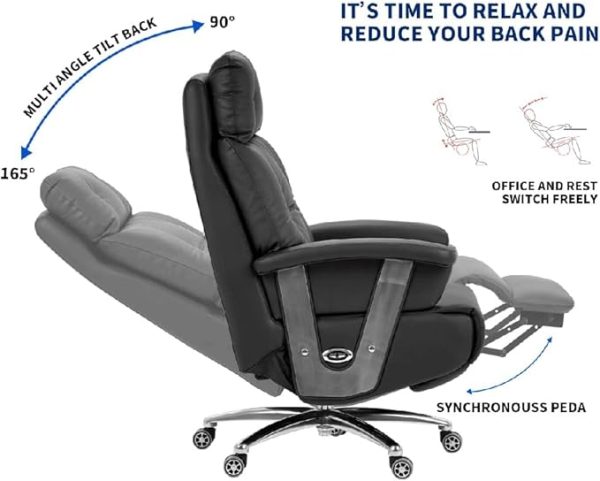 Electric Full Reclining Office Chair with Footstool Management Chair(D) - Image 6