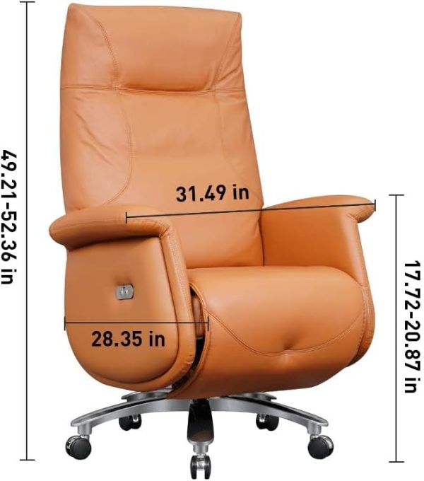 Electric Recliner Leather Office Chair Fully Reclining Office Chair with Pedal Management Chair - Image 2