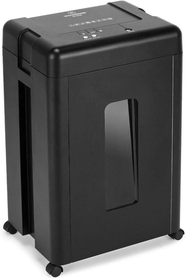 WOLVERINE 15-Sheet Super Micro Cut High Security Level P-5 Heavy Duty Paper/CD/Card Shredder for Home Office, Ultra Quiet by Manganese-Steel Cutter and 8 Gallons Pullout Waste Bin SD9520 (Black ETL)