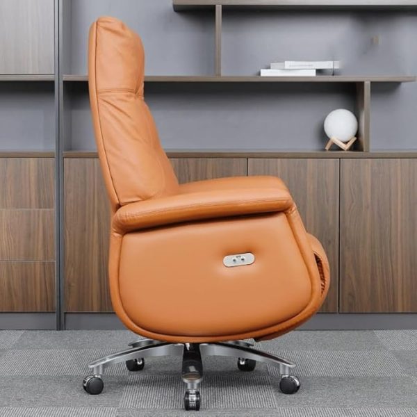 Electric Recliner Leather Office Chair Fully Reclining Office Chair with Pedal Management Chair - Image 4