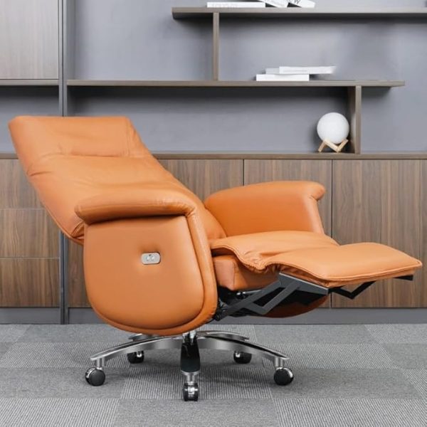 Electric Recliner Leather Office Chair Fully Reclining Office Chair with Pedal Management Chair - Image 5