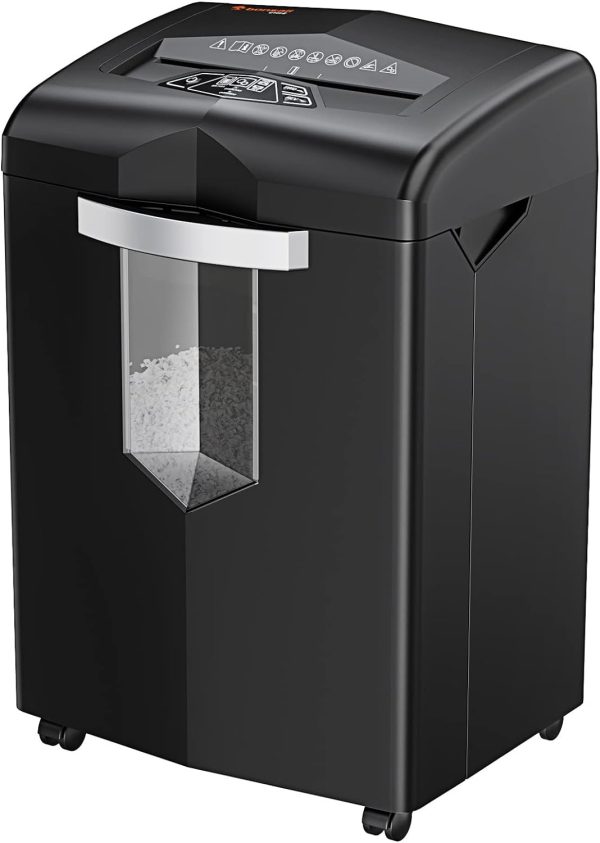 Bonsaii Heavy Duty Paper Shredder, 24 Sheet 60 Mins Large Office Crosscut Shredder for Commercial Use, Anti-Jam System & P-4 High Security Supports CD/Credit Cards/Staples, 7 Gal Pullout Bin C144-D