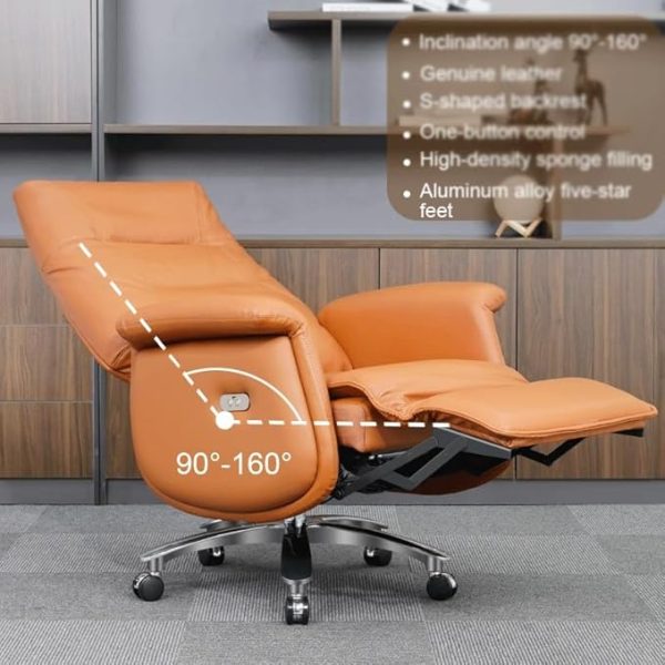 Electric Recliner Leather Office Chair Fully Reclining Office Chair with Pedal Management Chair - Image 6