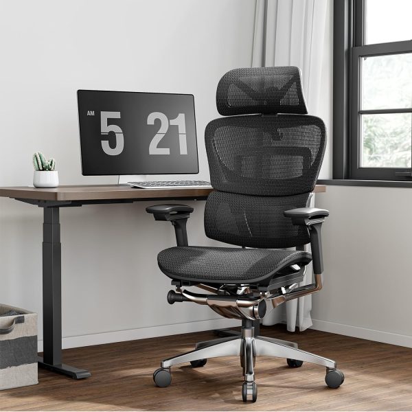 743-Plus Office 350lbs, Heavy Duty Ergonomic Mesh, High Back Swivel Computer Lumbar Support & 4D Arms，Adjustable Wide Seat Home Desk Chair with Headrest, Black Without Foot Rest