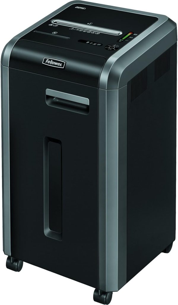 Fellowes Powershred 225Ci 22-Sheet 100% Jam-Proof Crosscut Paper Shredder Commercial Grade for Office, Black 3825001