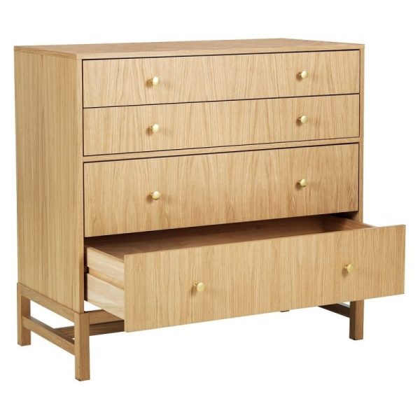 Teak Wide 4 Drawer Chest With Brass Knobs - Image 3