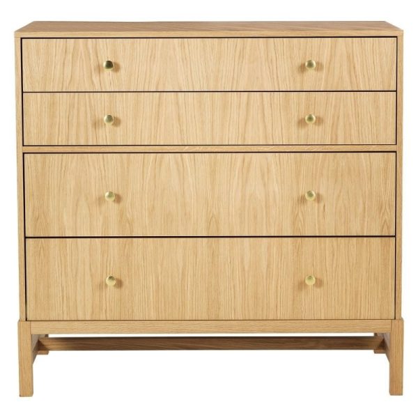 Teak Wide 4 Drawer Chest With Brass Knobs - Image 4