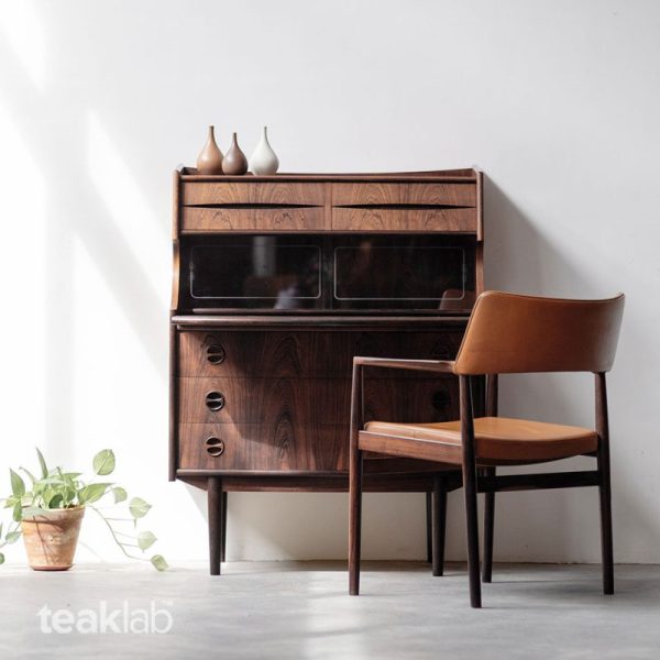 Mid-Century Vintage Danish curved front bureau