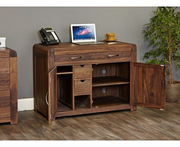 Teak Hidden Home Office Desk - Image 2