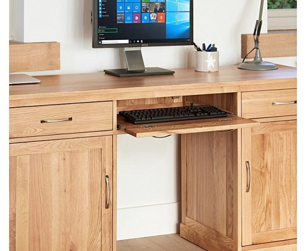 Teak Large Hidden Office Twin Pedestal Desk - Image 5