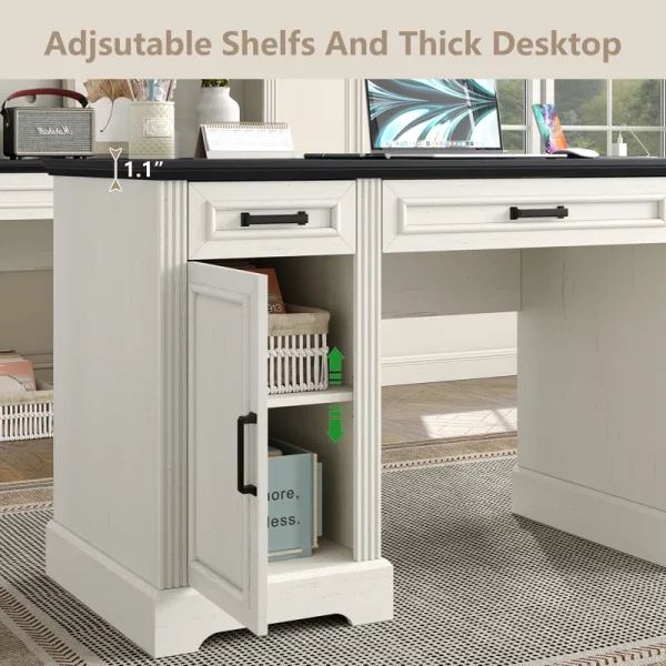 Tyshekia 58'' W Computer Desk with Outlet and 5 Drawers,Large Storage Cabinet for Home Office - Image 6